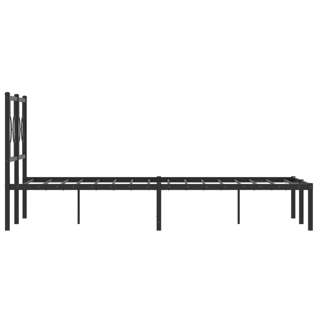 Metal Bed Frame with Headboard Black 120x190 cm