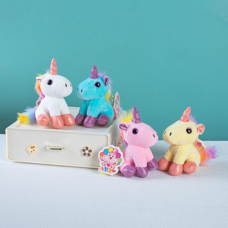 Unicorn Theme Hanging Pendants Soft Stuffed Plush Toys Cute Rainbow Horse Keychian Backpack Charm Gifts For Girls Birthday