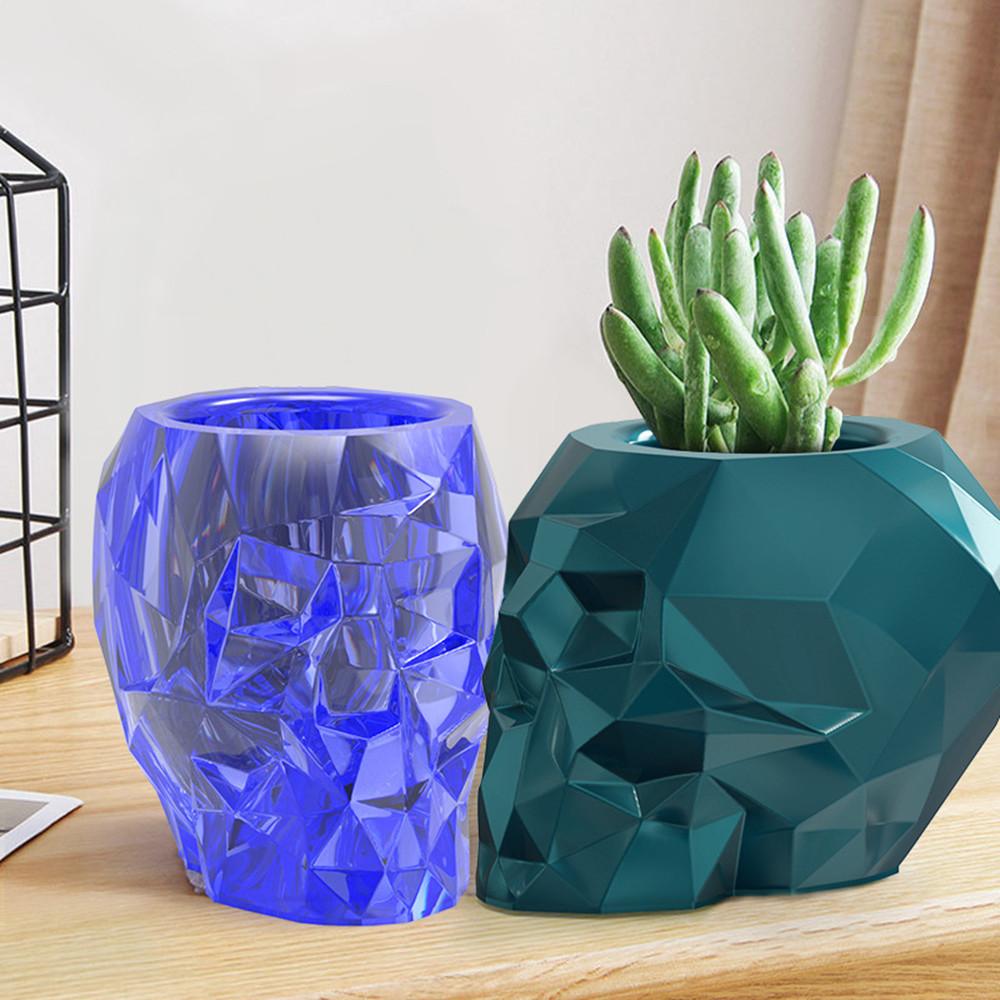 Skull Head Pen Holder Silicone Mold Skull Head Ornament Epoxy Resin Mold for DIY Epoxy Resin Crafts Home Decoration Making Tools
