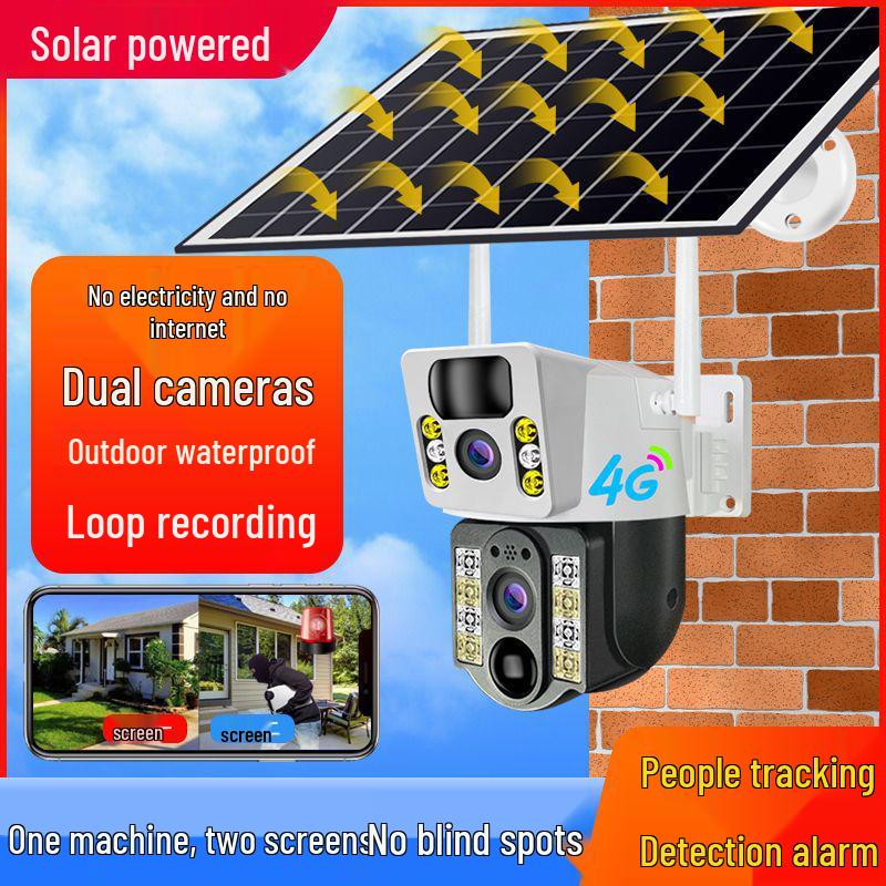 V380 Solar 4G 360° HD Dual Lens Camera with Full-Color Night Vision and Low Power Monitoring