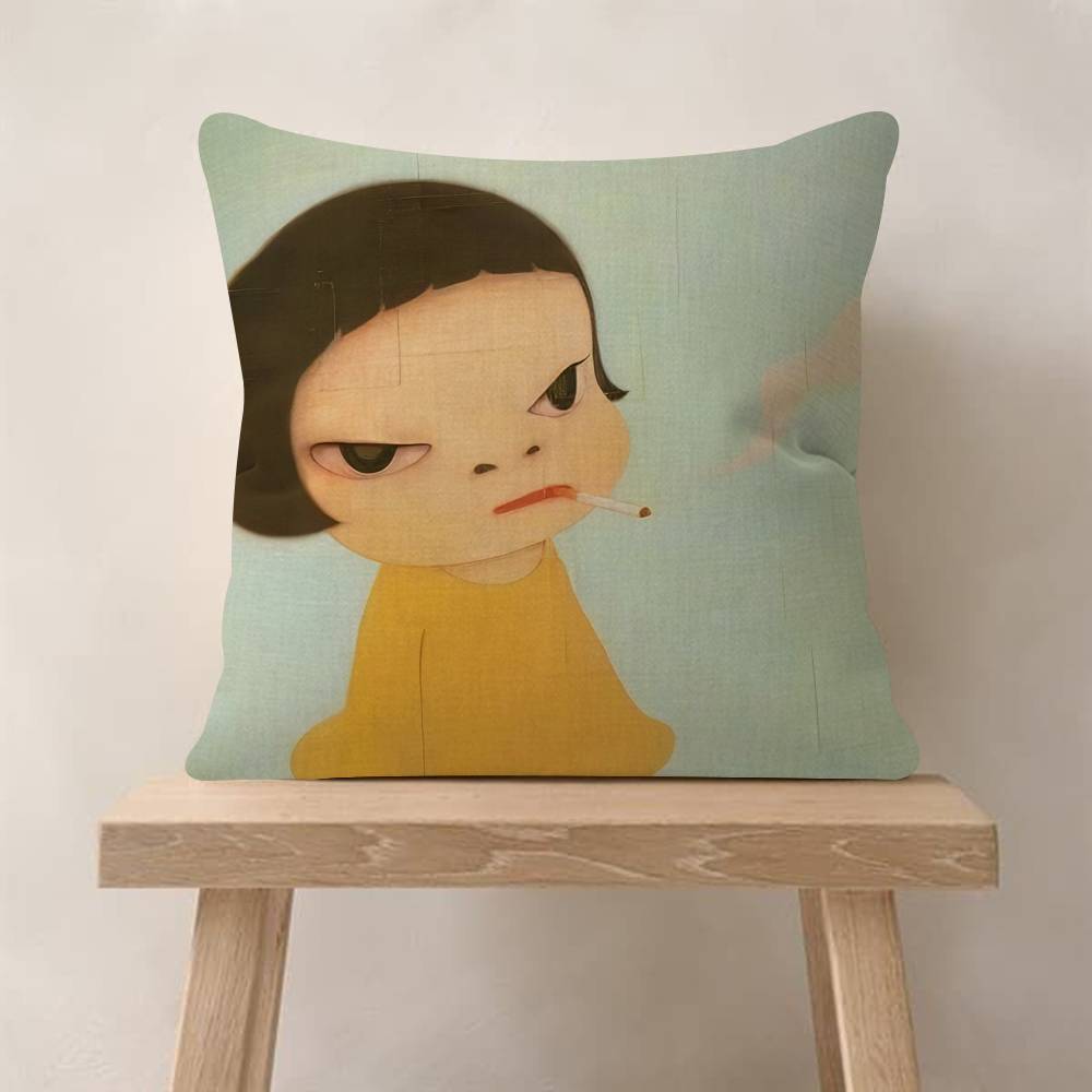 YYoshitomo Nara DDoll Cushion Cover Car Throw Pillow Case For Sofa Car Christmas Gift 40x40cm 45x45cm