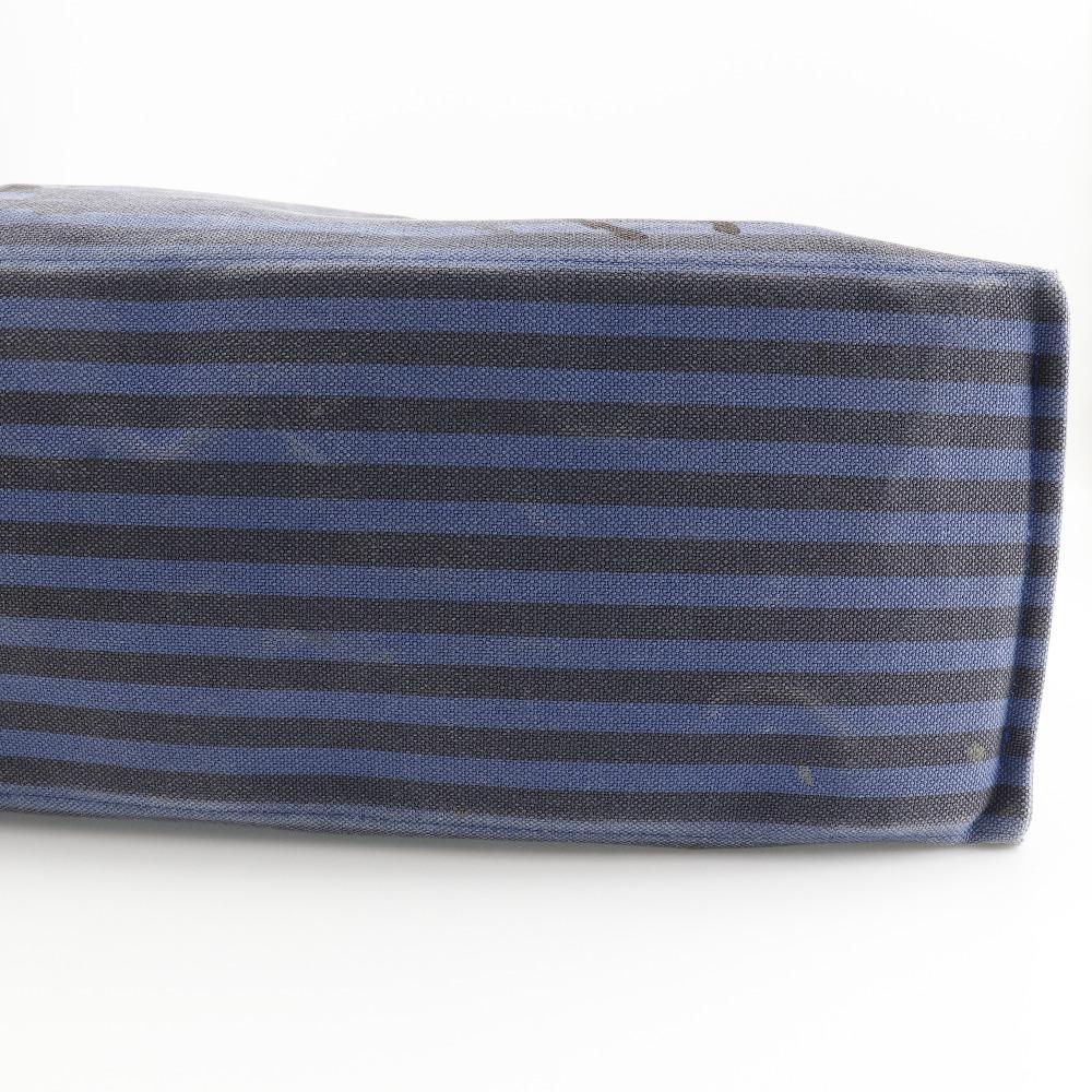 Hermes Chevault Tote Bag Blue / Black Canvas Hose Unisex Used