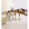 Yhpup Stainless Steel Zirconia Round Drop Daily Earrings Versatile Chic Trendy Women Shiny Jewelry Waterproof