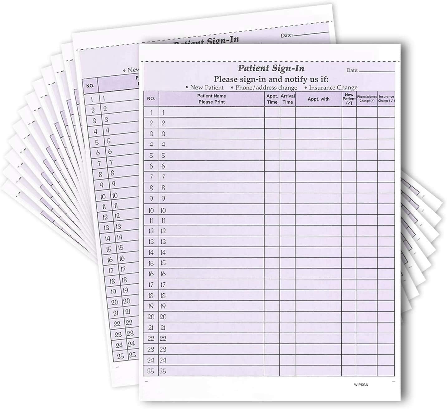 

NCR Carbonless 3 Part Patient Sign in Forms, HIPAA Approved and Compliant for Confidentiality in All Medical Offices. фиолетовый