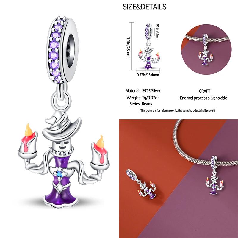 New Coppering Halloween Witch Skeleton Bat Charm Chain Beaded Fit Original Bracelet Diy Ladies Jewelry