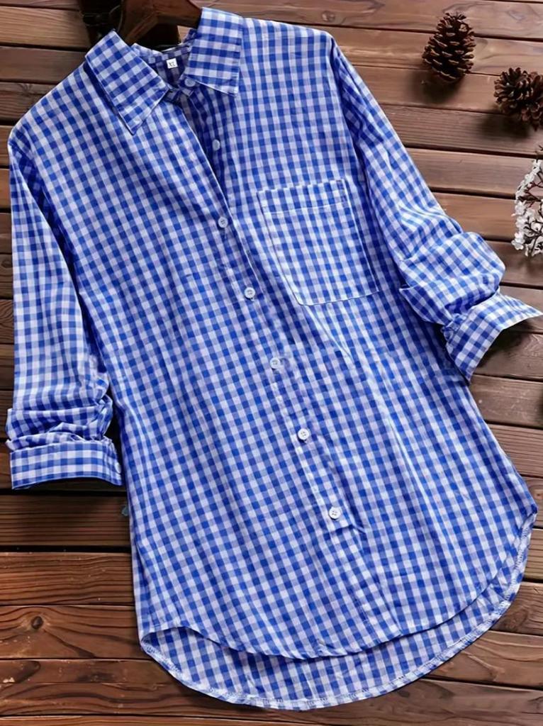 Retro Plaid Lapel Long Sleeve Shirt In Stock (2026)