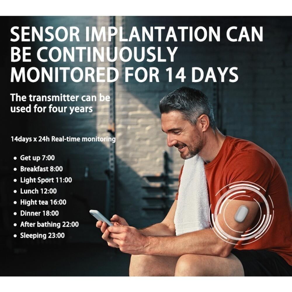 Bluetooth Scan Free Remote Data Sharing Dynamic Blood Glucose Monitoring CGMS 24H Realtime Glucose Monitoring System