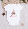 Four Seasons Baby Bodysuit: Newborn Triangle Romper with Christmas Print, Short Sleeve Onesie for Comfortable Outings