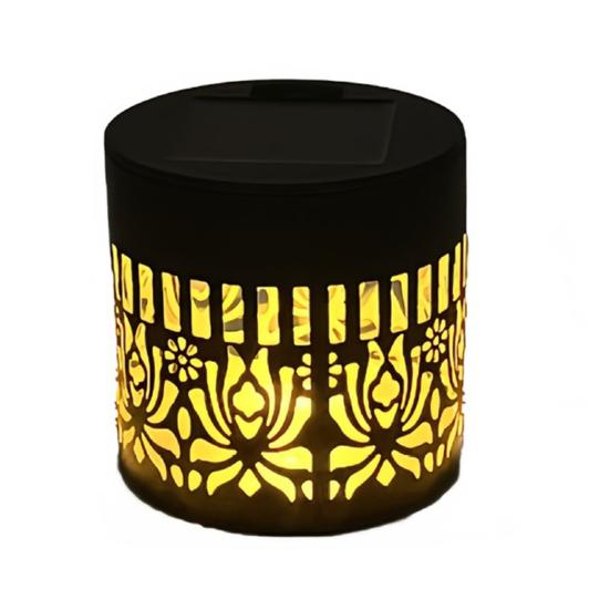 Decorative Solar Lights Metal Hollow Pattern Outdoor Step Wall Lights Weather-Resistant Landscape Lamp Waterproof Fence Lights for Garden Post Patio