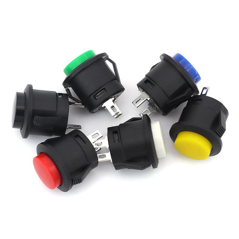 2Pcs 16mm R13 507 Plastic Snap In Momentary Switch Normally Open OFF ON Push Button
