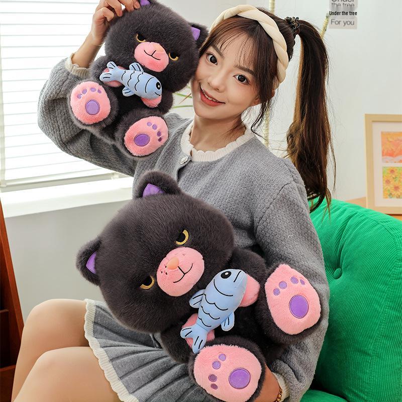 Internet Celebrity Black Cat Plush Doll - Funny Devil Kitty Children's Toy