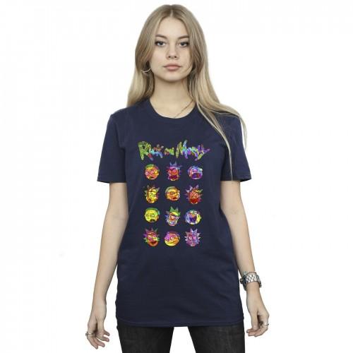 

Rick And Morty Womens/Ladies Tie Dye Faces Cotton Boyfriend T-Shirt S
