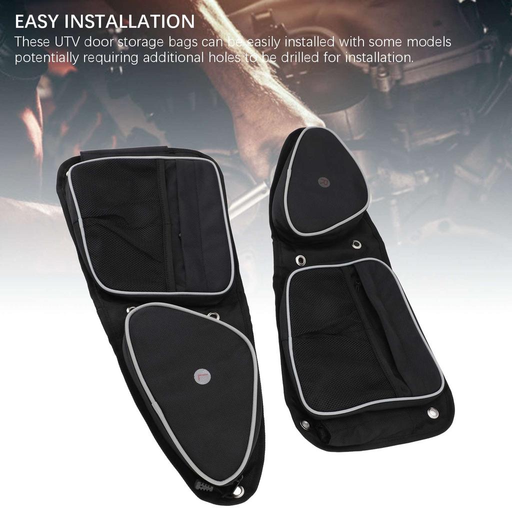 UTV Side Door Bag with Knee Pad Oxford Cloth Driver and Passenger Side Storage Bag Set Replacement