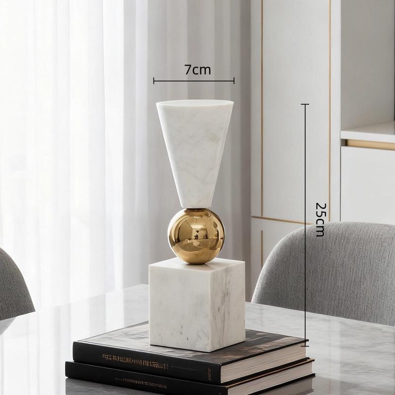 Marble Candlestick Candle Holder Geometric Golden Sphere Marble Ornaments Centerpieces Candle Stick Holder Home Decoration