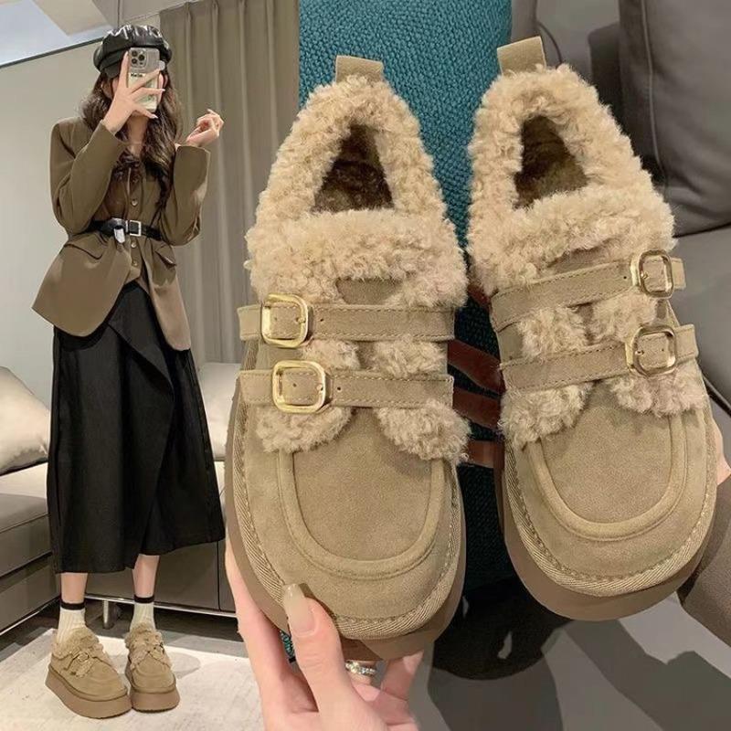 New Velvet Women's Winter Thickened Warm Women's Shoes Cotton Shoes Platform Snow Boots