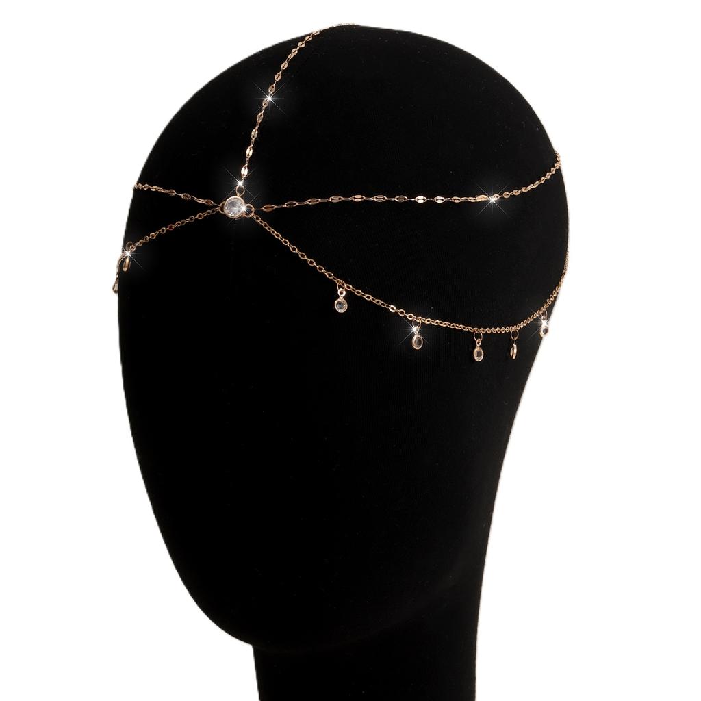 Bohemian Forehead Chain Hair Accessories with Delicate Chain Design, Sparkling Zircon and Decorative Elements for Weddings,