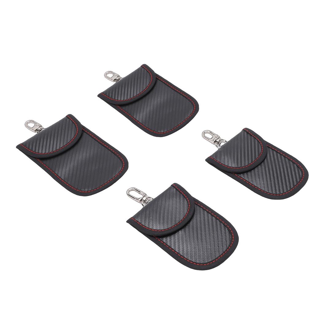 4PCS Signal Blocking Pouch Carbon Key Fob or Bag Anti Theft for Blocking Credit Card Radio Frequency Identification Information Leakage