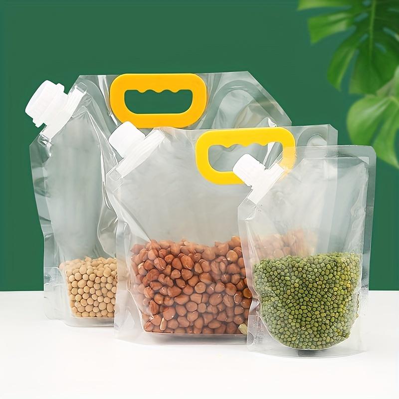 Reusable Food Storage Bags with Nozzle - Leak-proof, Moisture-proof and Fresh-keeping Seals, Suitable for Cereals, Nuts, Snacks, Etc.