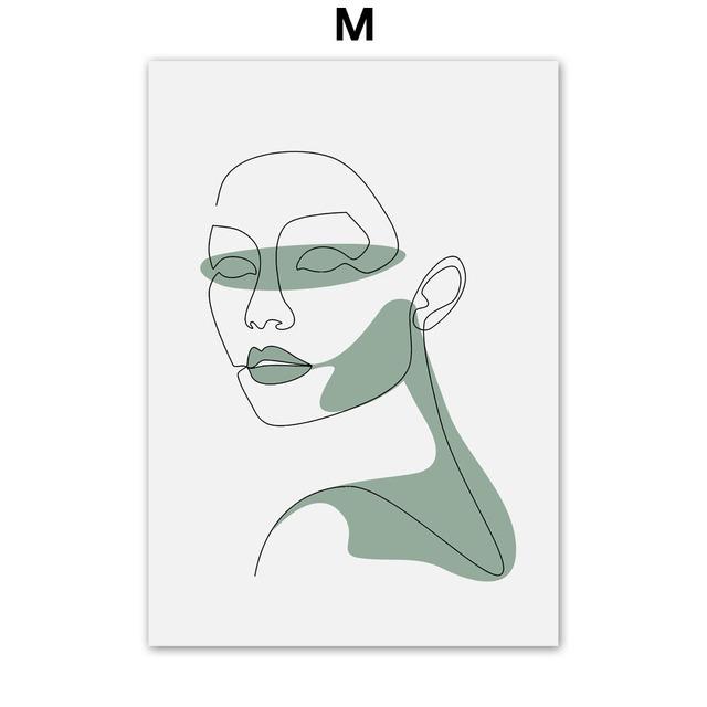 Banana Leaf Monstera Tulip Abstract Girl Lines Wall Art Canvas PostersPainting  And Prints Wall Pictures For Living Room Decor