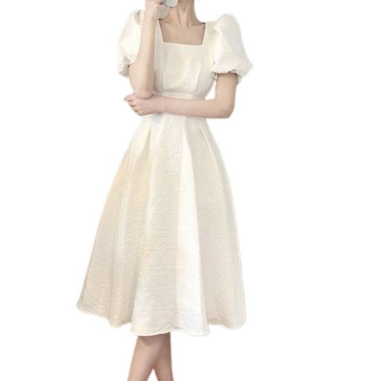 Abito longuette da donna A Line Streetwear Tinta unita Flowy Summer Ladies Abito medio lungo da indossare ogni giorno
