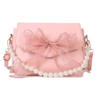 Liebendo Pearl Shoulder Bag, Handbag, Pochette, Women's, Crossbody Bag, Ribbon Pouch, Small Mini Shoulder Pouch, Party Bag, Cute, Popular, Y2K (Pink)