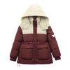 Contrasting Color Short Down Cotton Clothes Women's Winter New Waist Hooded Loose Thickened Coat