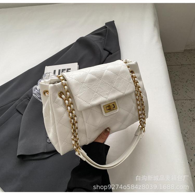 Niche High-end Big Bag 2025 New Trendy Versatile Large-capacity Diamond Chain Underarm Bag Shoulder Messenger Bag