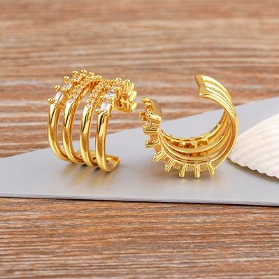 

Nidin INS Popular Bohemian Vintage Classic Geometric Micro Pave CZ Small Clip on Earrings Cartilage Jewelry Party New Year Gift