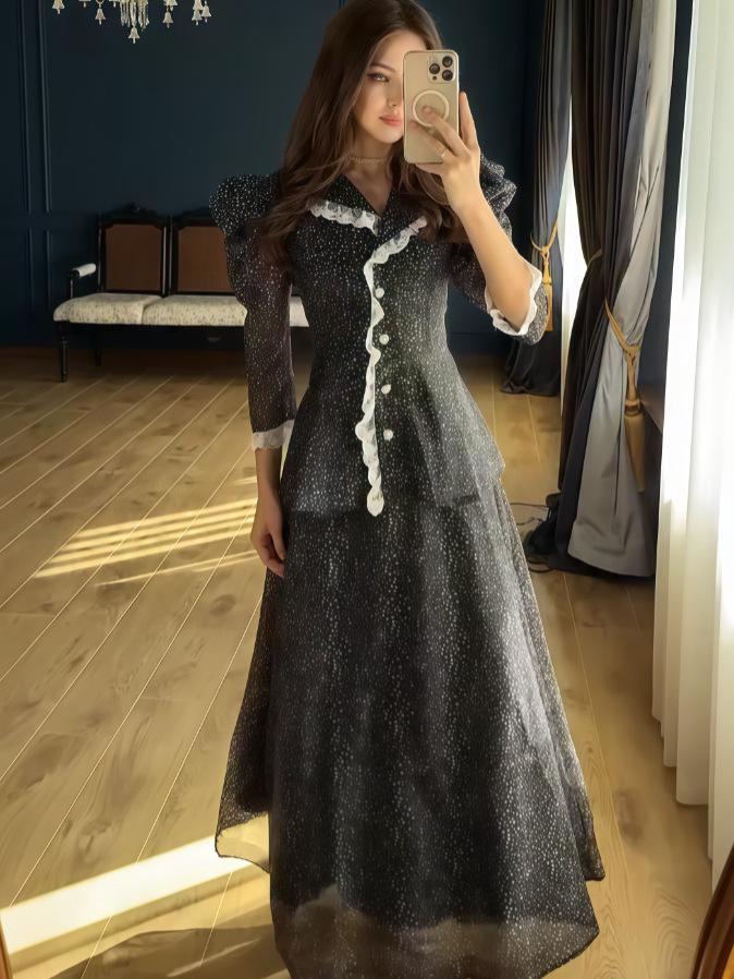 2025 Autumn Chic Long Sleeve High Waist Slimming Two-Piece Shirt Set