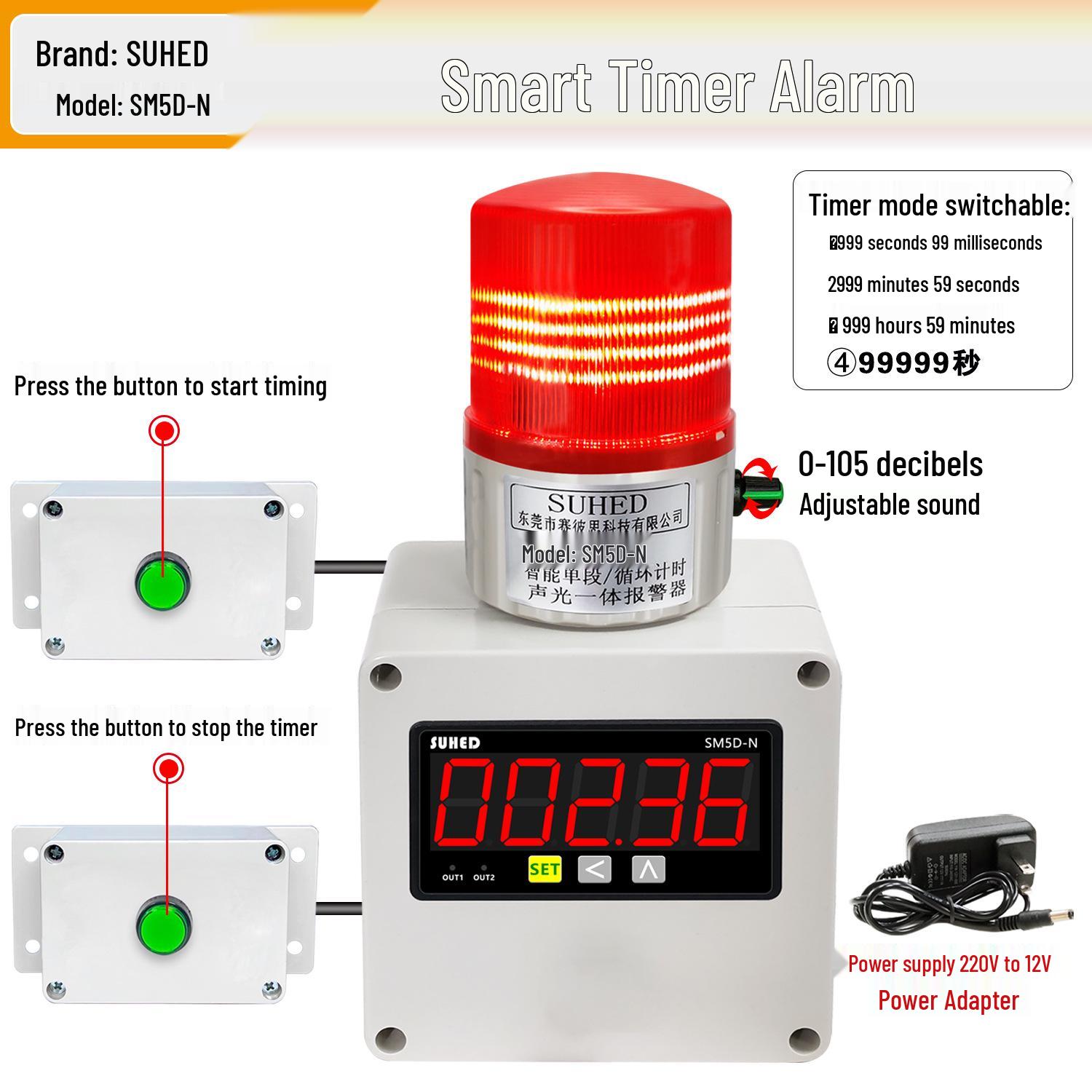 Smart Dual-Probe Digital Timer with Auto Countdown & Alarm