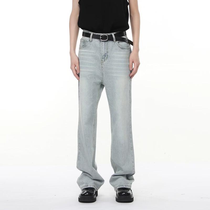 VOGUO RELAY Korean Washed Blue Flared Denim Jeans XS