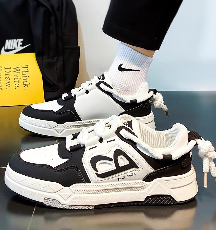 

Мужские кроссовки для бега, прогулочная кожаная обувь, молодежная повседневная обувь для крикета, модная трендовая удобная обувь для скейтборда, Zapatos Casuales 40 чёрный