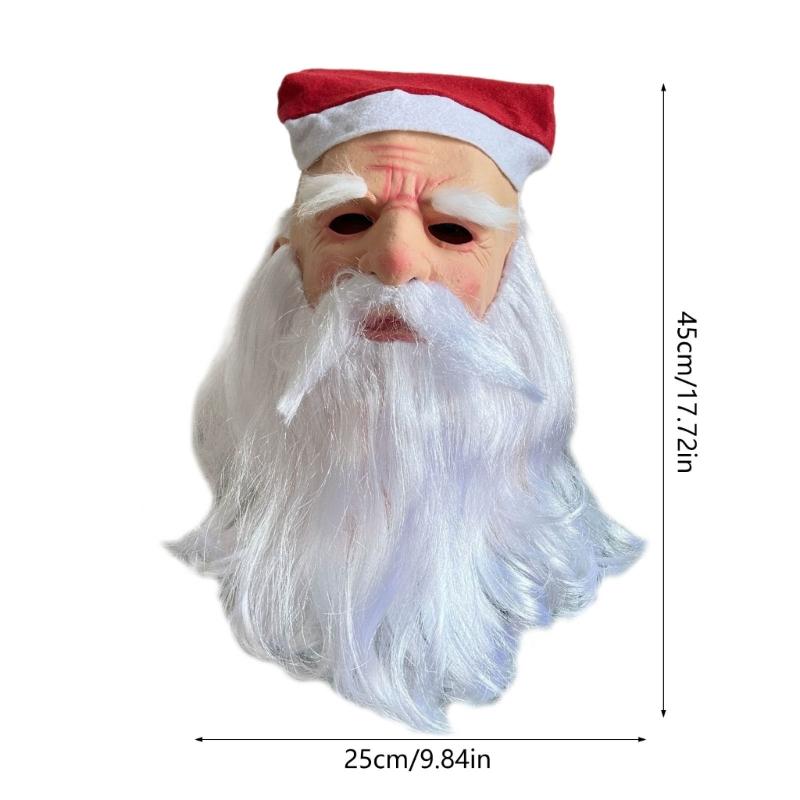 Santa Mask Costume Christmas Santa Costume Accessories for Christmas Party, Santa Mask Costume with Santa Hat and Beard