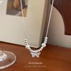 Cui Yan S925 Sterling Silver Korean Butterfly Pearl Necklace, Light Luxury Sweet Jewelry for Women.