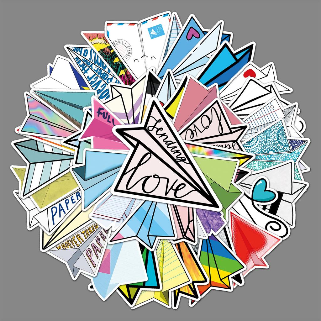 50 Sheets of Paper Airplane Doodle Cartoon Children's Gag Hand Account DIY Skateboard Water Cup Decoration Sticker