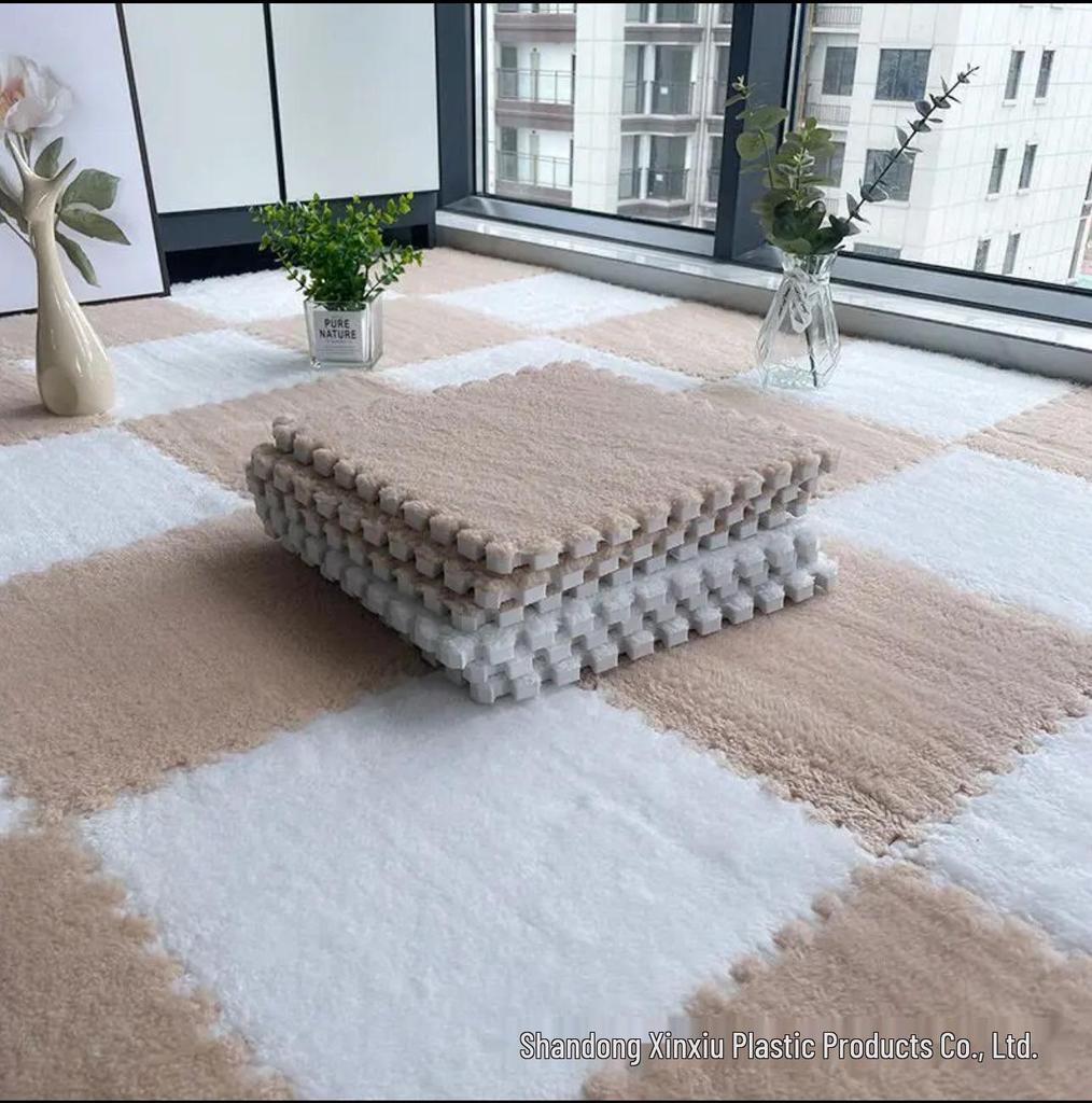 Plush Puzzle Rug: Thickened, Removable, Cold-Insulating Floor Mat for Living Room, Bedroom, or Bedside