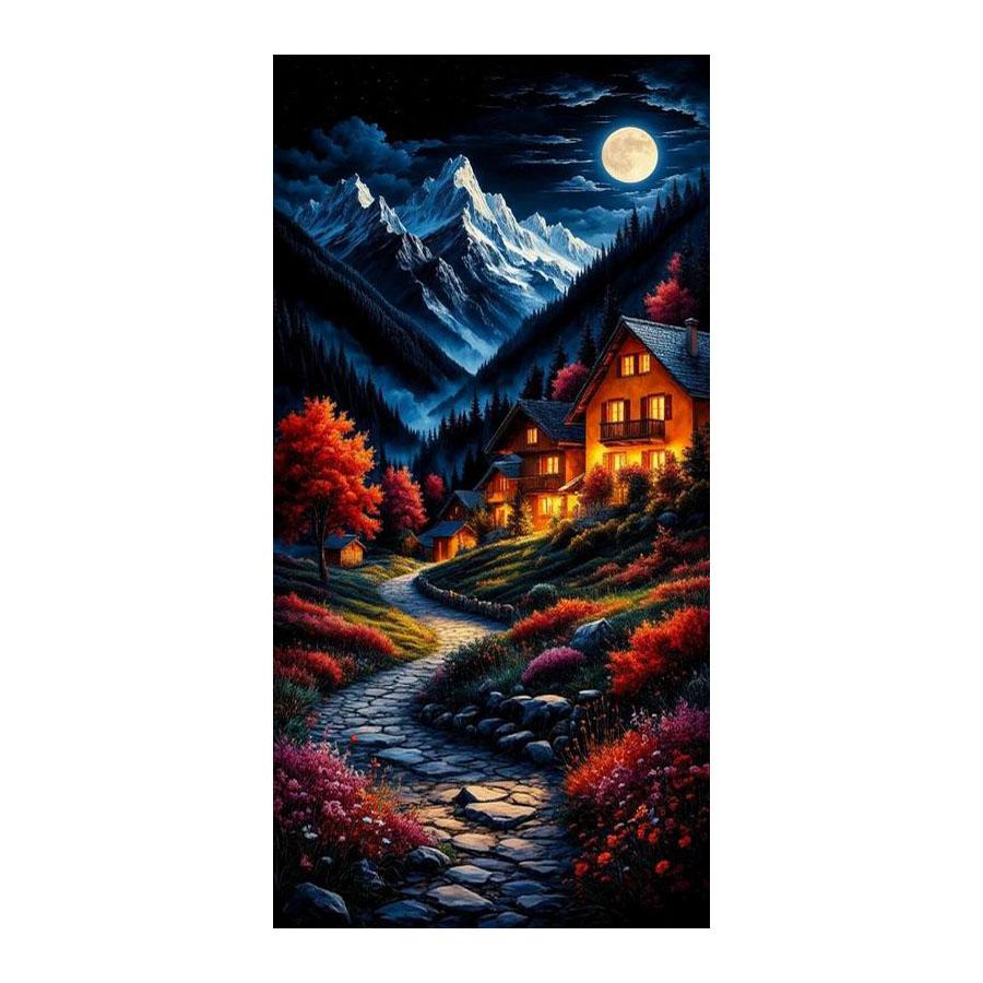 

Mountain View House Large Size Diamond Painting New Collection Abstract Scenery Diy Full Drill Rhinestone Embroidery Mosaic Cross Stitch Kits Square drill 30x60cm