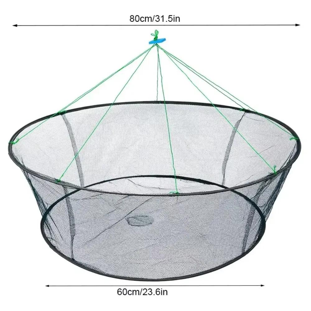 new 80CM Open Folding Fishing Net - Multi-Wire Circular Shrimp Crab Trap Cage, Durable for Fish Outdoor Fishing  Fishing Tool