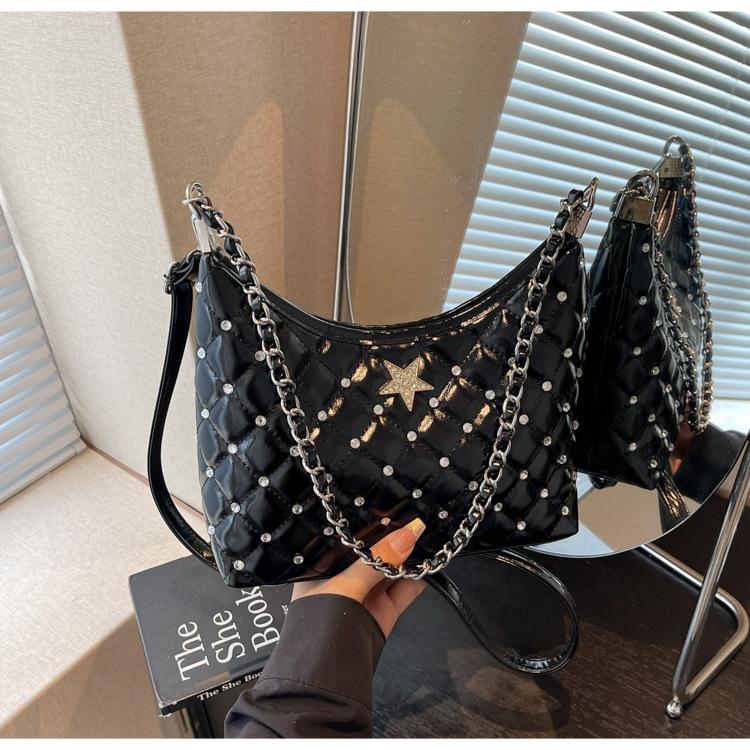 Rhombus Chain Bag Women's 2025 Summer New Niche Casual Messenger Bag High Value Foreign Style Shoulder Armpit Bag