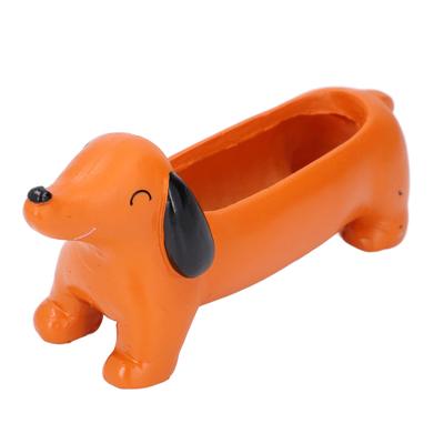 Pot à Succulentes Teckel Adorable Drainage Efficace Polyvalent Léger Résine Pot de Chien pour