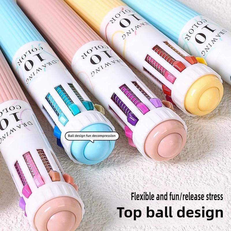 LANGUO 146/10 Colors Ballpoint Pen 0.8mm Cartoon Soft Grip Press for Drawing Multicolor Writing Pen Office School Supplies