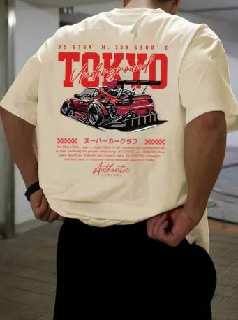 Pure Cotton Unisexs ShortSleeved TShirt with Printed Round Neck Fashionable Versatile Unique Racing Style Trendy Casual Top