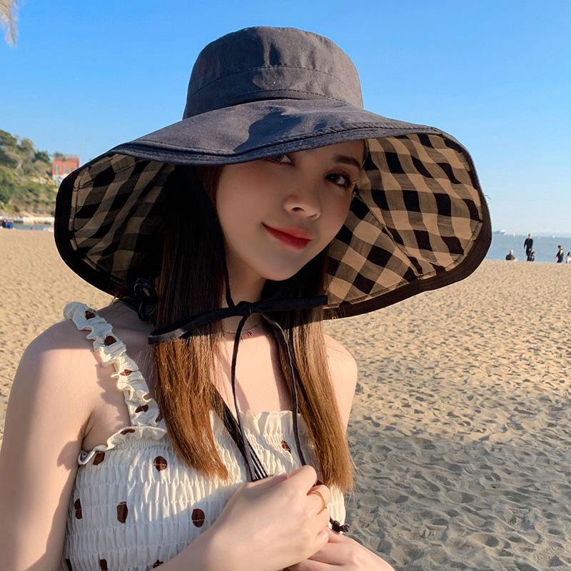 Viney sunscreen hat women's 2025 new autumn and winter sun hat sunscreen UV protection large brim bucket hat