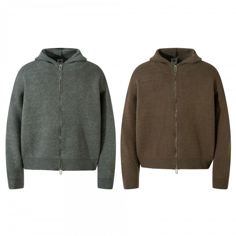 Mens High Street American Hooded Zip Knit Cardigan Warm Winter Sweater