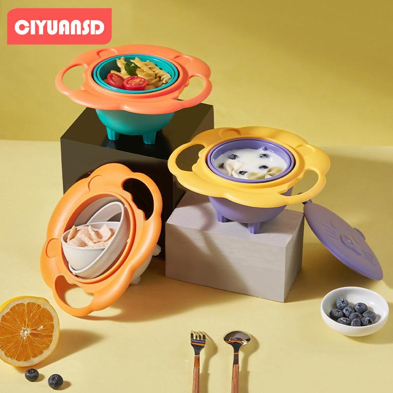 360° Baby Gyro Bowl: Non-Spill, Anti-Scald, Anti-Fall for Easy Feeding