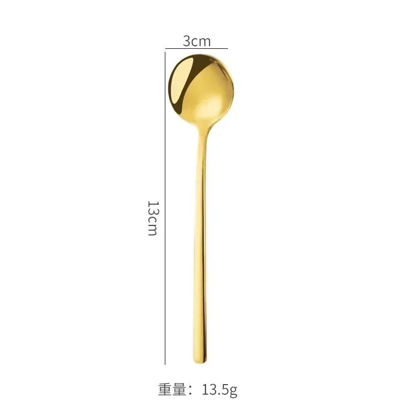 Cute Long Handle Spoons Stainless Steel Golden Coffee Spoon Dessert Ice Cream Spoon Kitchen Food Tableware Dinner Set Wedding