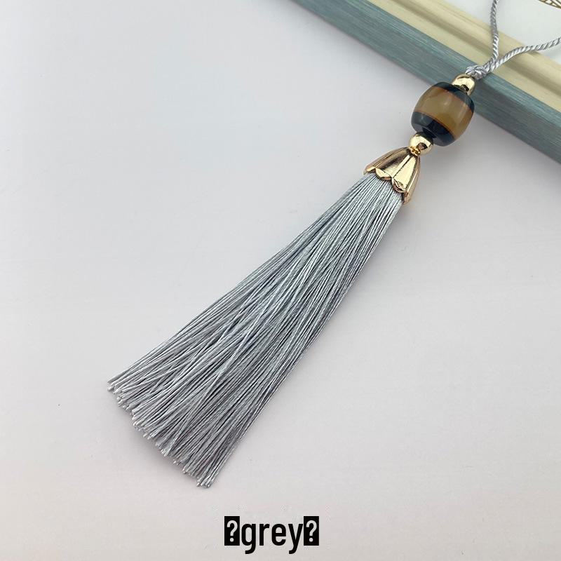 Chinese-Style Imitation Jade Tassel Fan Pendant for Antique Decoration