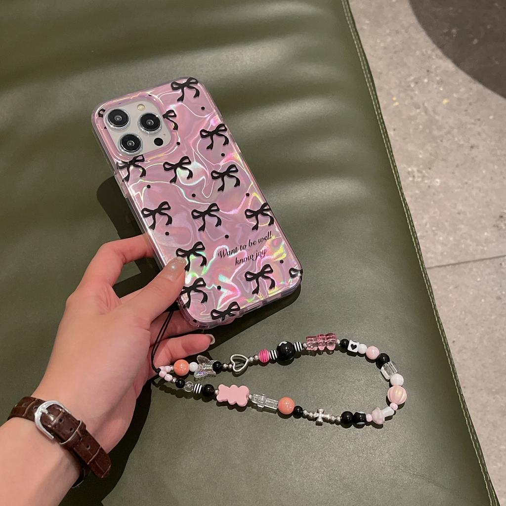 Pink water ripple bow for iPhone16Pro max Apple 17 mobile phone case 14/15 Korean girl