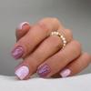 Simple Pink and Purple Flash Girl Sweet Sister European and American Ins Style Fake Nails Wearing Armor