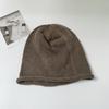 Korean Style Solid Color Knit Beanie For Women Autumn Winter Warm Slouch Hat Big Head Circumference